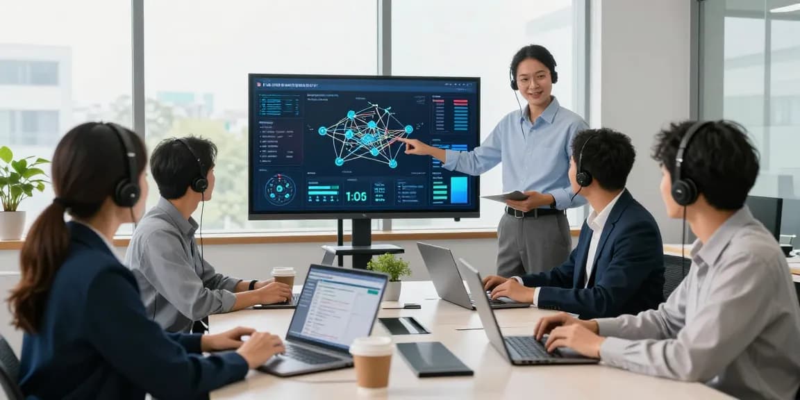 Collaborative team providing business IT support in a modern office.