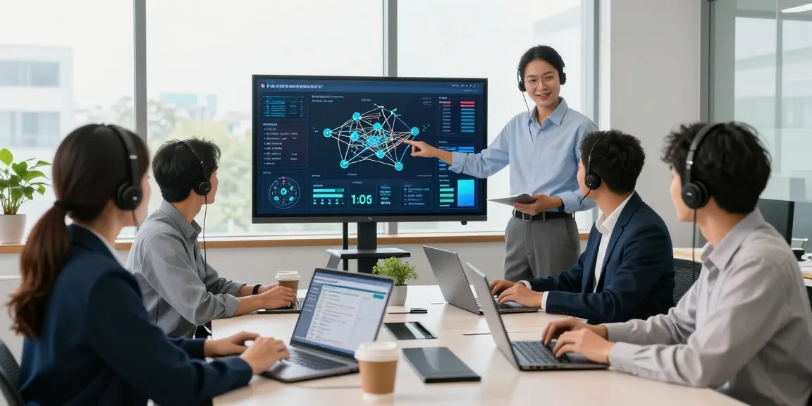 Collaborative team providing business IT support in a modern office.