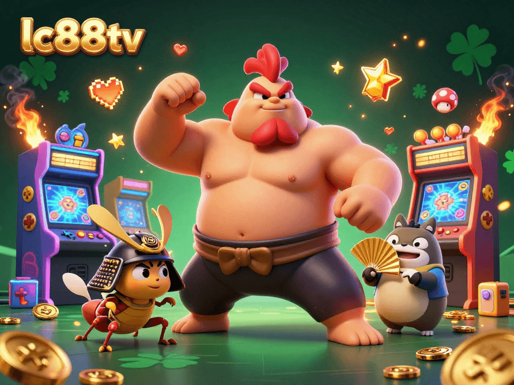 Engage in thrilling casino adventures with lc88tv showing lively characters in an animated scene.