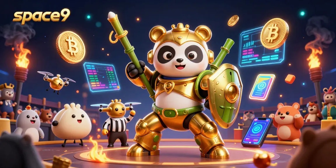 Engage in exciting games at Space9 Casino, featuring vibrant characters in a lively gambling arena.