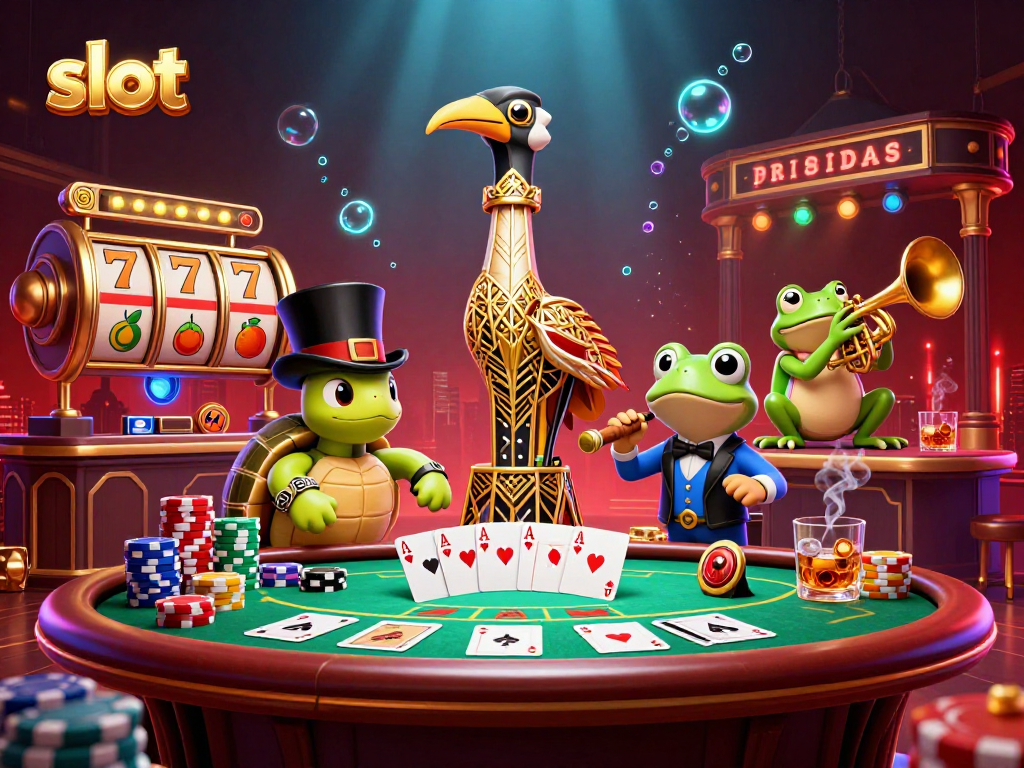 Spin the slot reels while enjoying a vibrant 3D casino scene filled with classic characters.