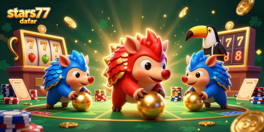 Menggulung bola emas dalam permainan, pangolins bersaing di stars77 daftar.