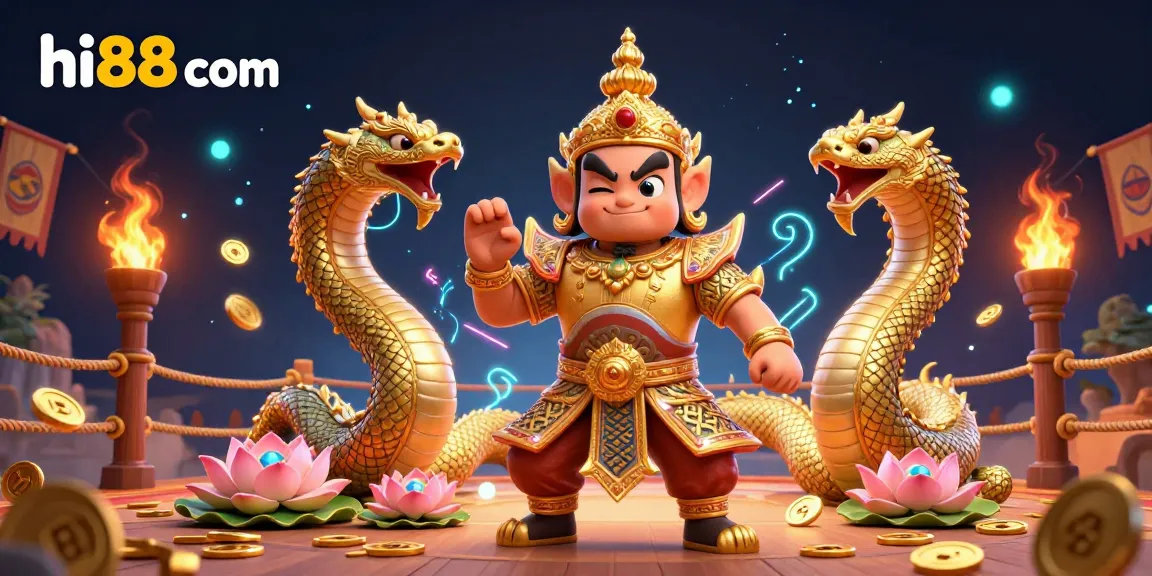 Join the excitement with hi88 com in this vibrant gambling-themed 3D illustration featuring unique characters and elements.
