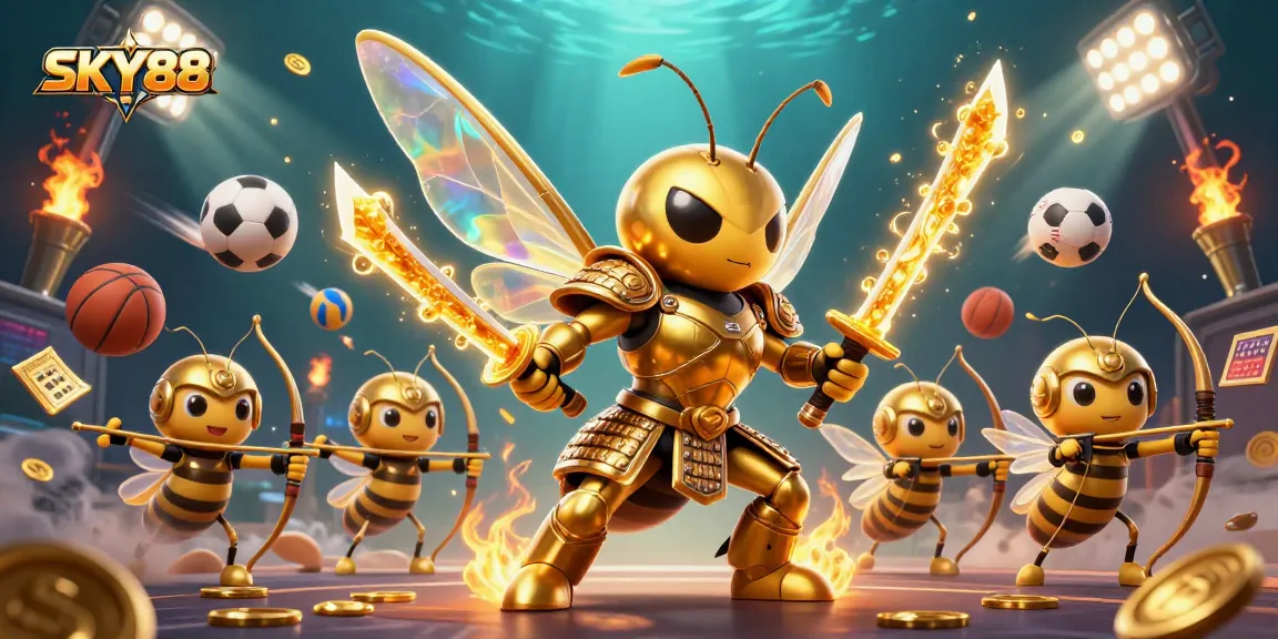 Experience the excitement of SKY88 sports betting with vibrant game elements and captivating characters.