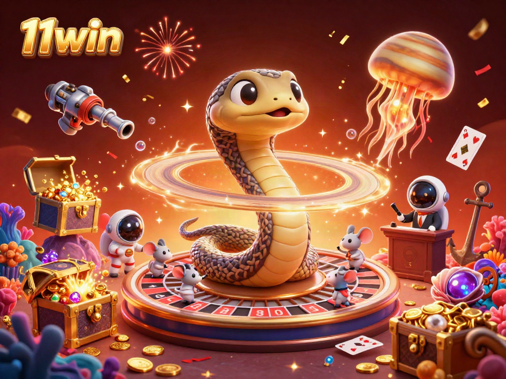 Experience the thrill of betting at 11win with unique cosmic characters and vibrant casino elements.