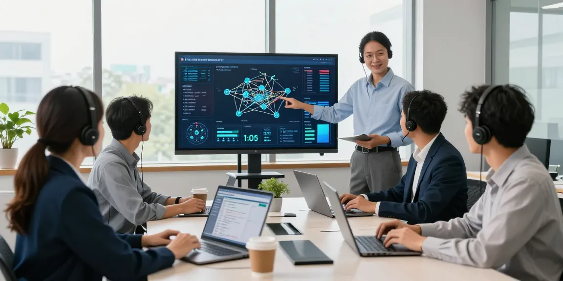 Collaborative team providing business IT support in a modern office.