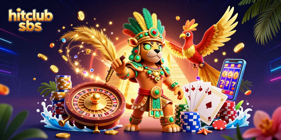 Experience thrilling wins with hitclub sbs in this vibrant 3D casino illustration.