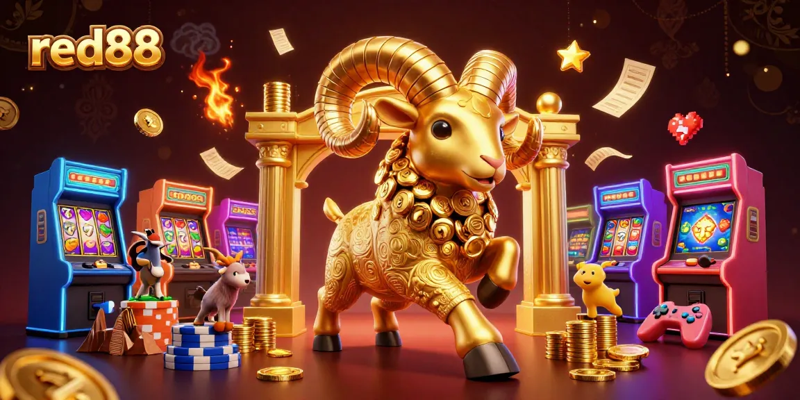 Engage with the thrilling world of red88 as a golden ram charges through a vibrant casino adventure.