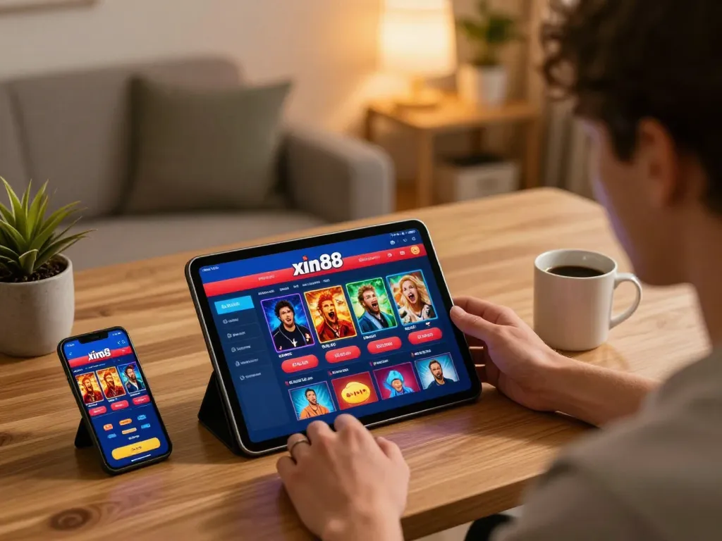 Play thrilling games on xin88 while enjoying a cozy online gaming setup with mobile devices.