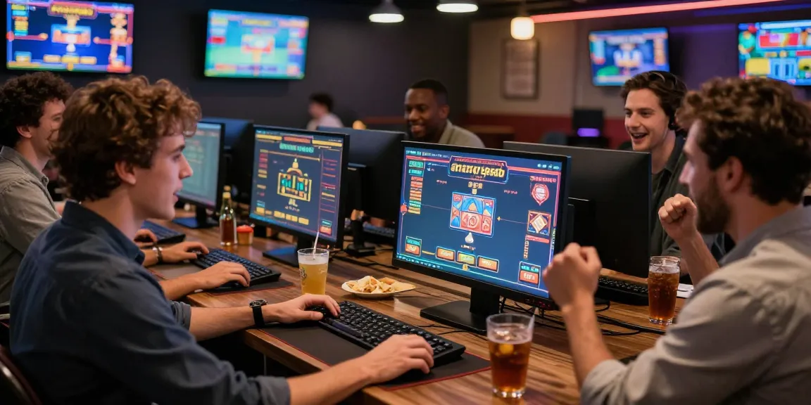 Paysafe Card Casino Erfahrung mit Freunden, die Online-Spiele in einem modernen Ambiente genießen.