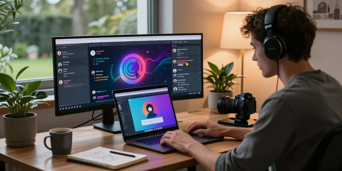 Engaging in ai nsfw chat on a sleek laptop in a stylish home office.