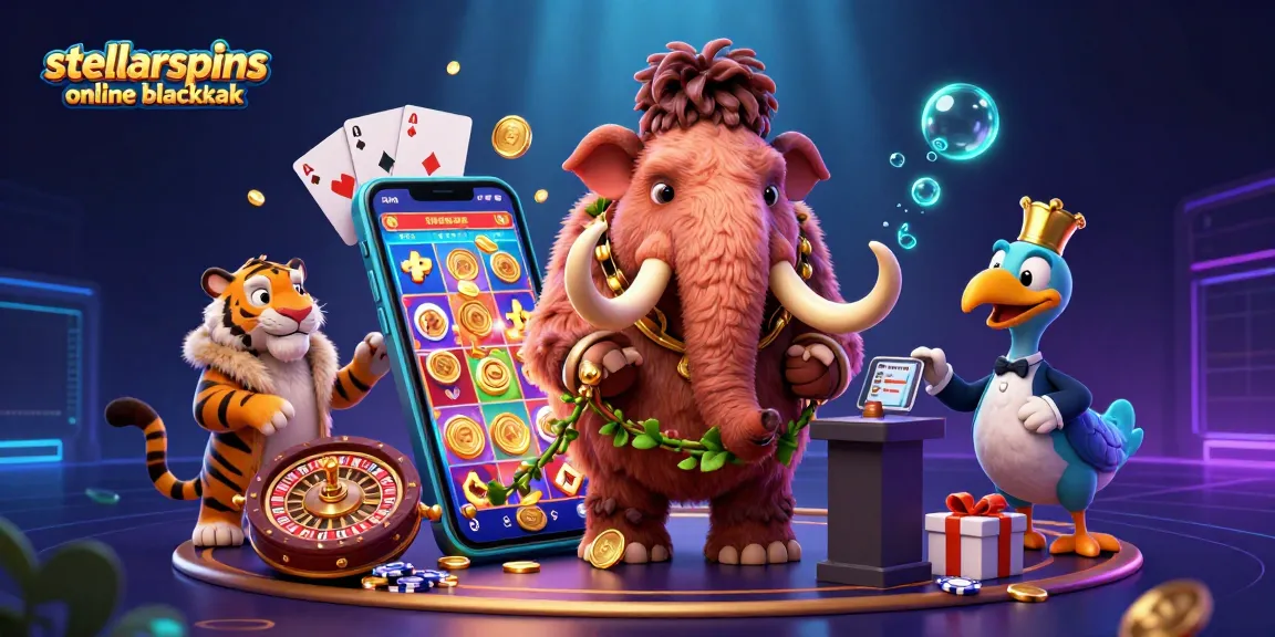 Experience thrilling gameplay with stellarspins online blackjack: a vibrant casino scene featuring unique characters and exciting game elements.