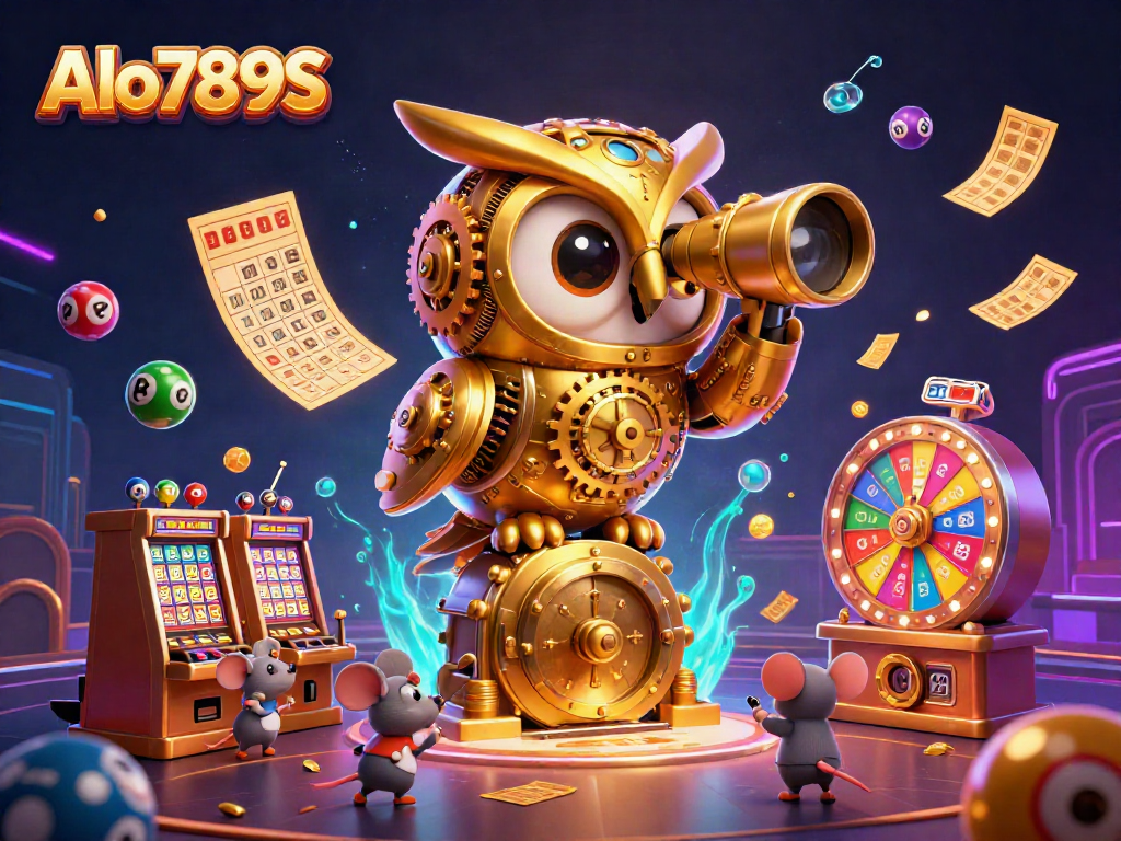 Experience the thrill of Alo789S with a captivating 3D casino illustration showcasing vibrant games and excitement.