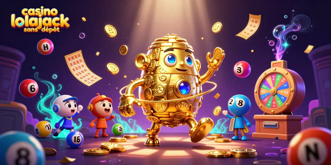 Experience thrill with casino lolajack sans dépôt, featuring vibrant lottery elements and a golden golem.