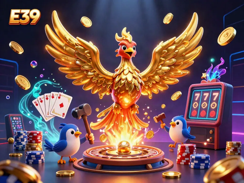 Experience the thrill of E39's golden casino world with dynamic games and rewards.