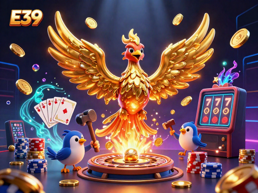 Experience the thrill of E39's golden casino world with dynamic games and rewards.