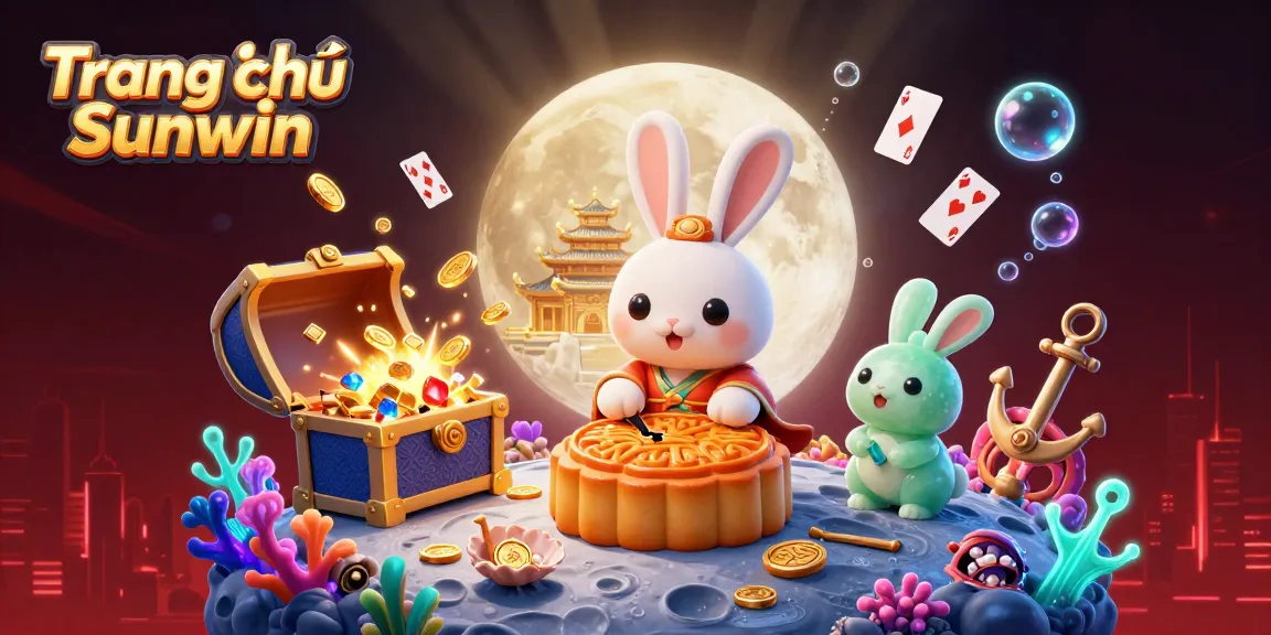 Engage with the Trang chủ Sunwin as moon rabbits reveal poker chips surrounded by casino treasures.