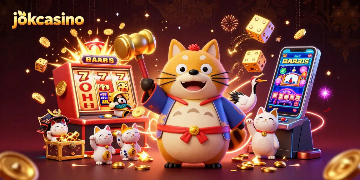 Play exciting slots at jokacasino with dynamic 3D illustrations of lucky symbols and cheerful characters.