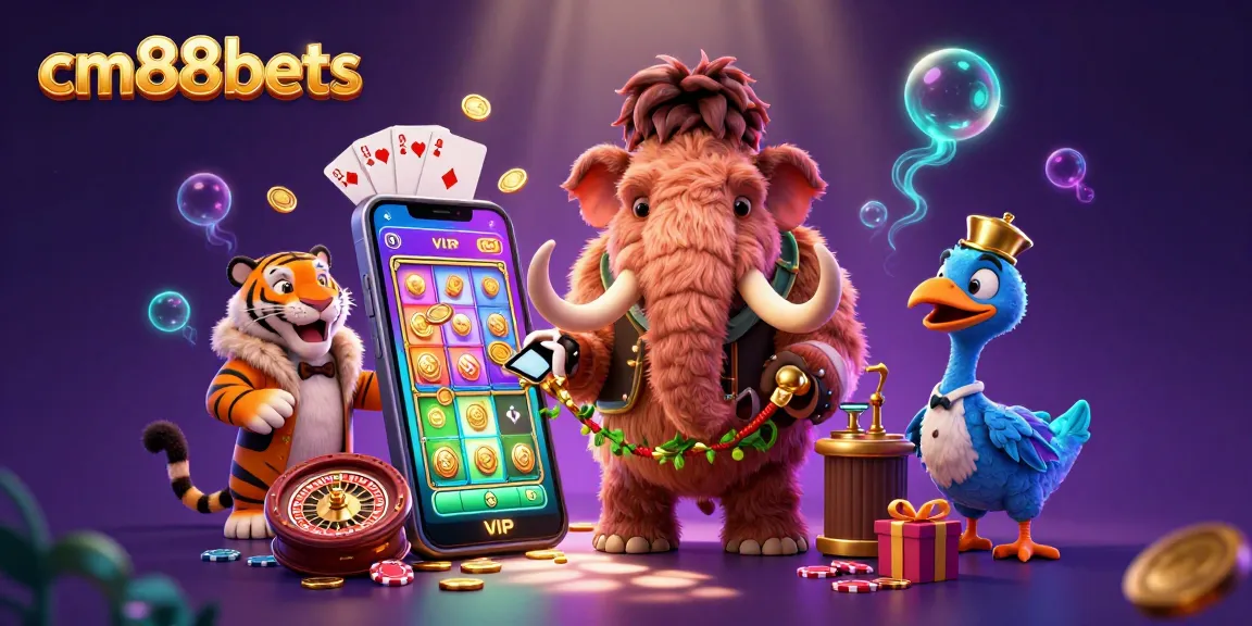 Win exciting bonuses at cm88bets with vibrant casino characters and 3D gaming elements.