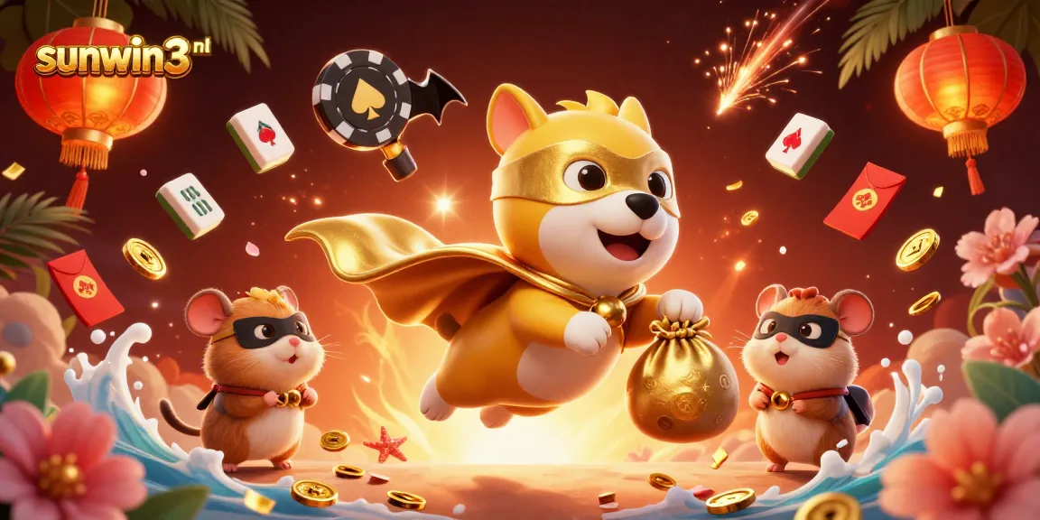 Experience thrilling gameplay at sunwin3 nl with vibrant characters and casino elements flying around.