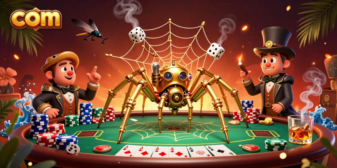 Experience thrilling gameplay at com with a colorful steampunk poker scene filled with detailed elements.