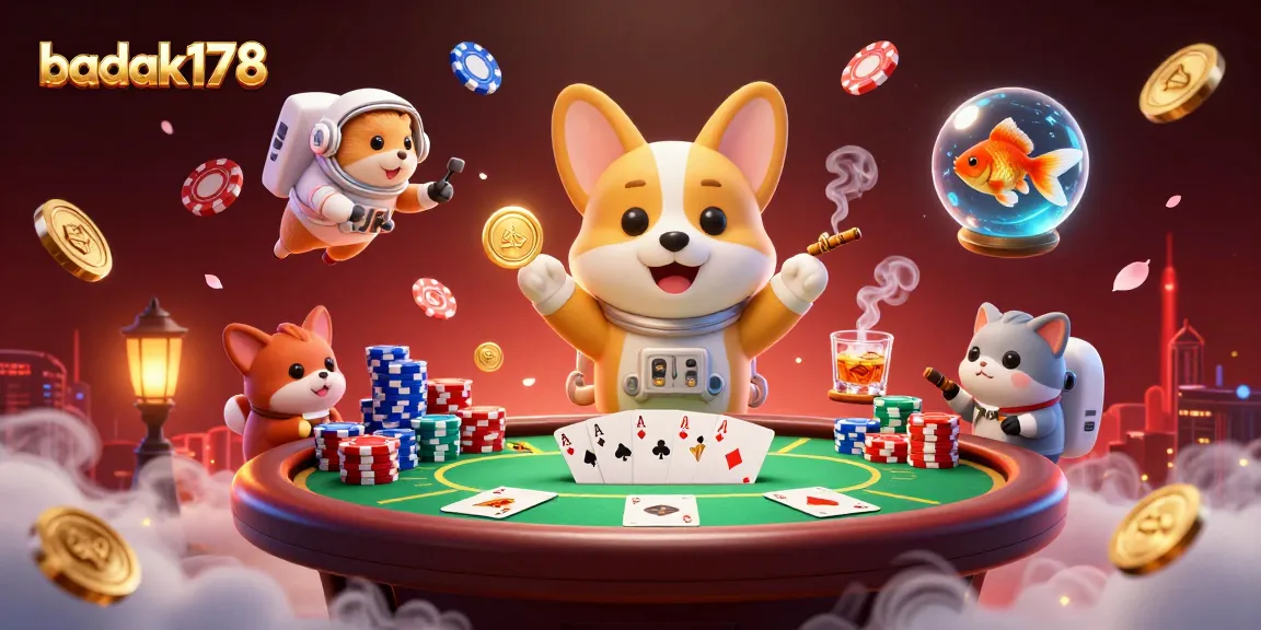 Join the action at badak178 in this vibrant casino scene featuring a floating poker party.